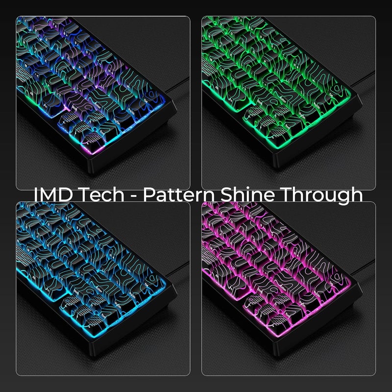 HITIME x XVX M67 60% Percent Keyboard Wireless, QMK/VIA Topographic Gaming Keyboard, Tri-Mode Thocky Creamy Mechanical Key Board, Hot Swappable Mount RGB IMD Tech for Win/Mac, Black - Image 4